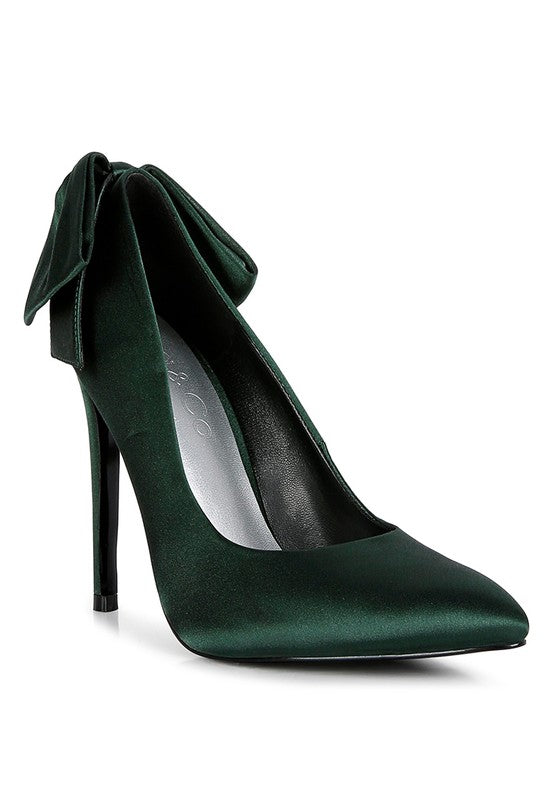 HORNET Grüne Pumps aus Satin mit Stilettoabsatz
