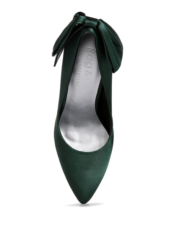 HORNET Grüne Pumps aus Satin mit Stilettoabsatz