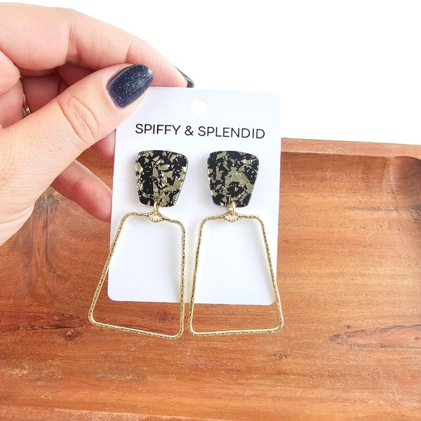 Statement Earrings – Ariana Black Gold Flake – LA BÂCHÉ