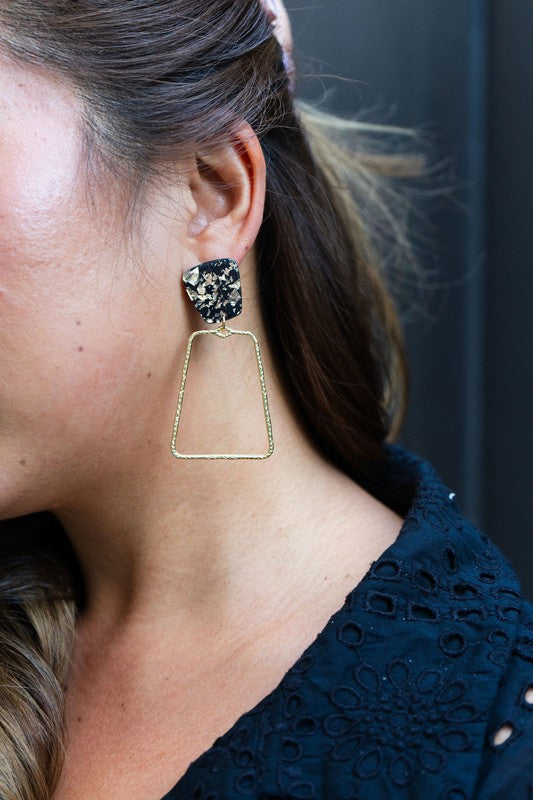 Statement Earrings – Ariana Black Gold Flake – LA BÂCHÉ