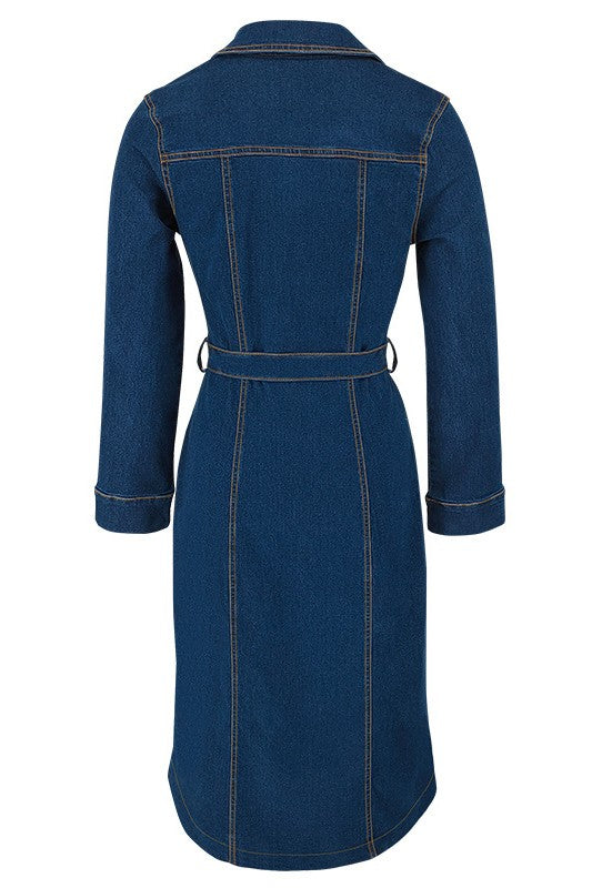 DAMEN MODISCHES LANGES MAXIKLEID AUS DENIM