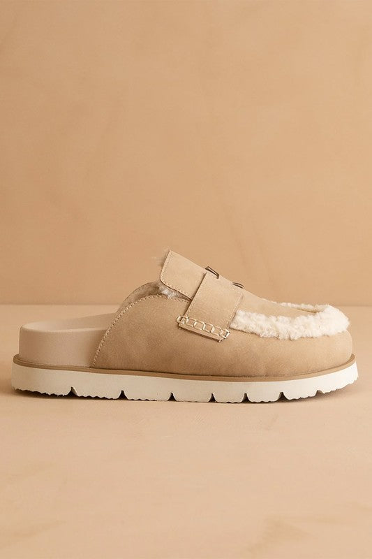 SUEDE SHEARLING LOAFER MULE