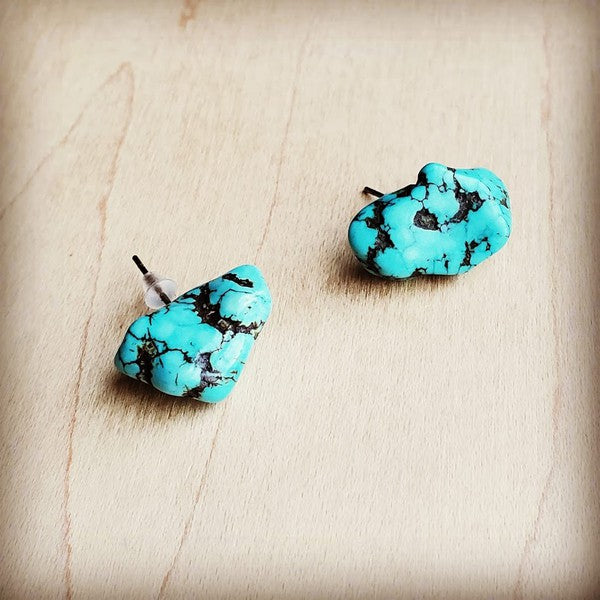 Blue Turquoise Stud Earrings - Boho Jewelry - LA BÂCHÉ