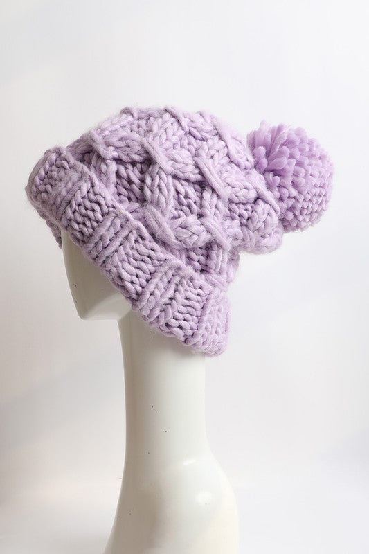 Chunky Knit Pom Beanie - Cozy Winter Hat - LA BÂCHÉ