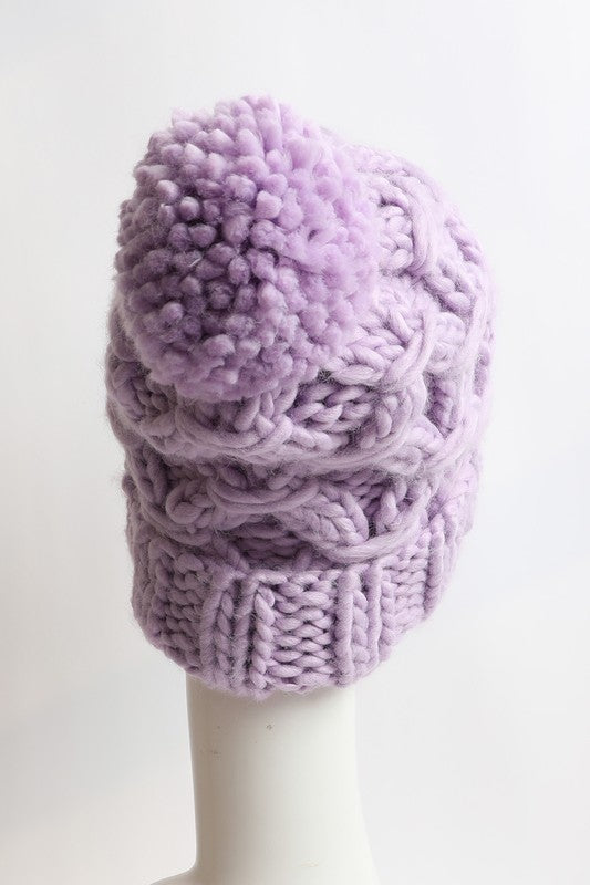Chunky Knit Pom Beanie - Cozy Winter Hat - LA BÂCHÉ
