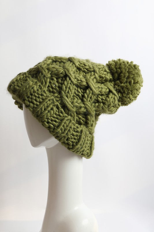 Chunky Knit Pom Beanie - Cozy Winter Hat - LA BÂCHÉ