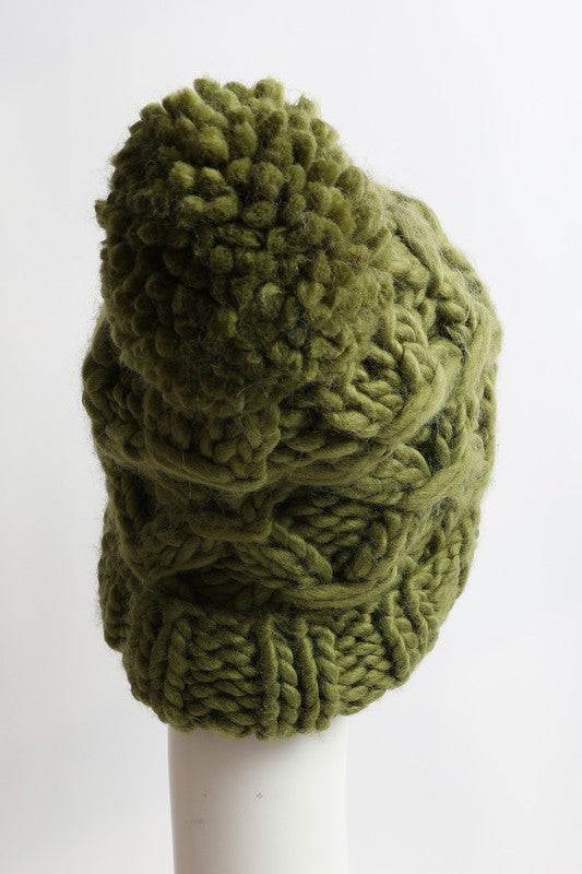 Chunky Knit Pom Beanie - Cozy Winter Hat - LA BÂCHÉ