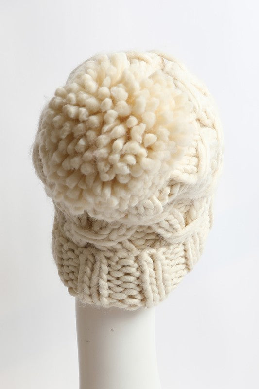 Chunky Knit Pom Beanie - Cozy Winter Hat - LA BÂCHÉ