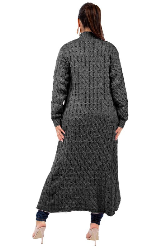 LANGER MAXIPULLOVER-CARDIGAN