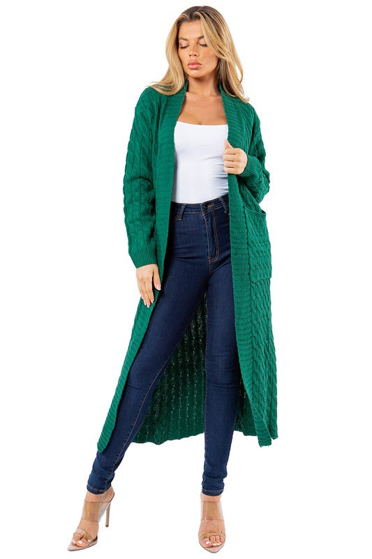 LANGER MAXIPULLOVER-CARDIGAN