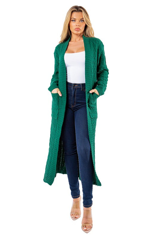 LANGER MAXIPULLOVER-CARDIGAN