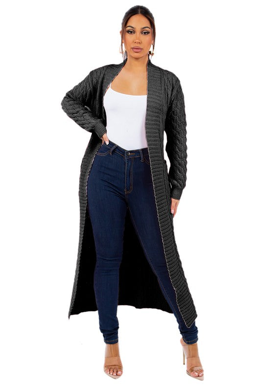 LANGER MAXIPULLOVER-CARDIGAN