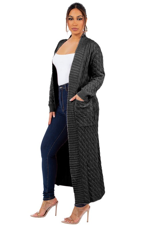 LANGER MAXIPULLOVER-CARDIGAN