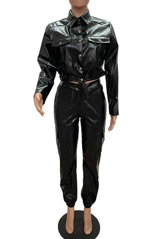 SEXY PU-LEDER 2-TEILIGES HOSENSET
