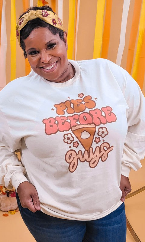 Pies Before Guys – Langärmliges T-Shirt mit Grafik