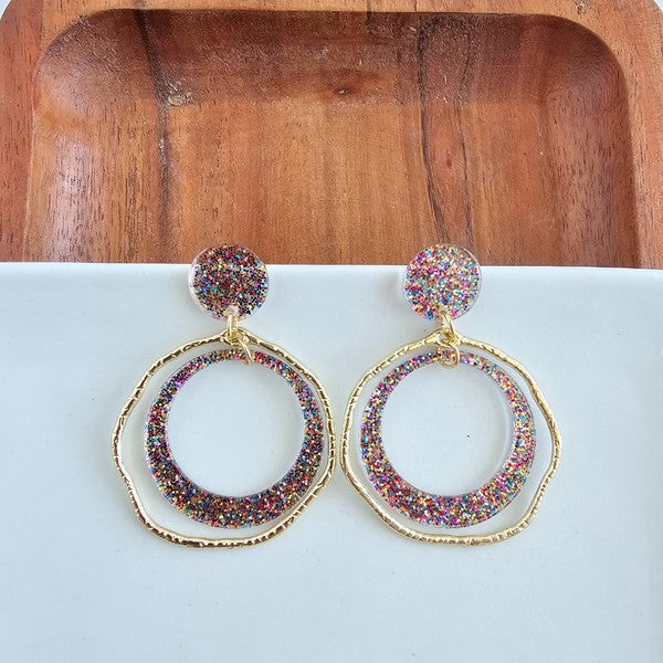 Georgia Earrings - Rainbow Glitter - LA BÂCHÉ