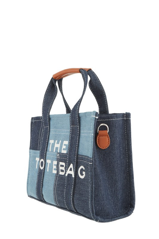 Medium Denim Tote Bag - Crossbody Style - LA BÂCHÉ