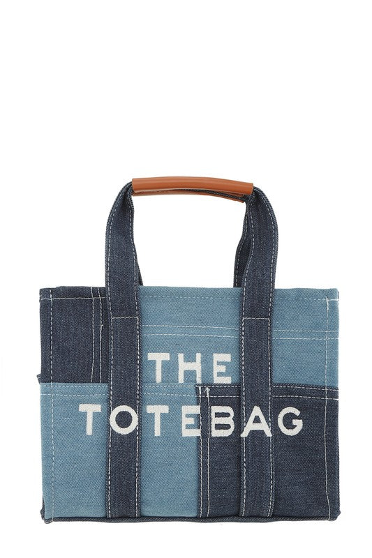 Medium Denim Tote Bag - Crossbody Style - LA BÂCHÉ